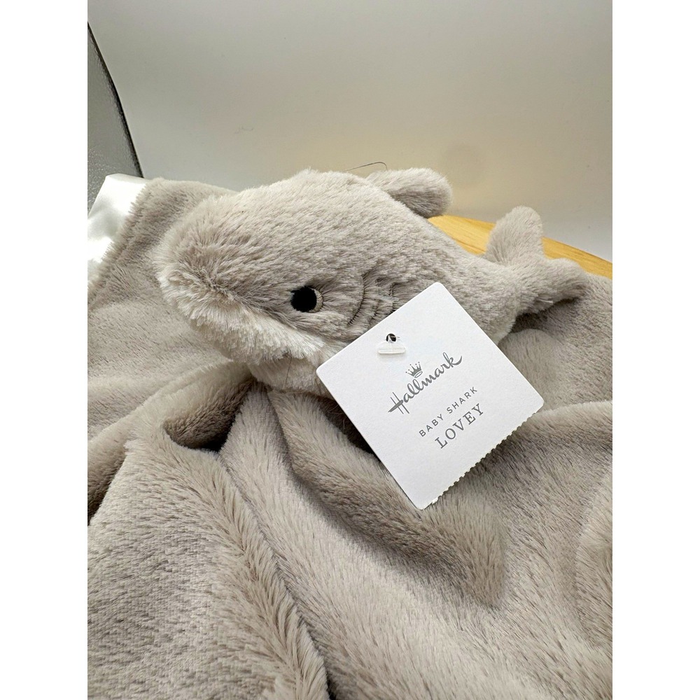 Hallmark Baby Shark Lovey Security Blanket Gray White Plush Striped KAM3006